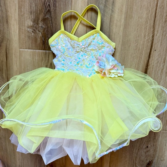 ✨ Weissman Yellow Floral Kids Dance Costume - Picture 1 of 3